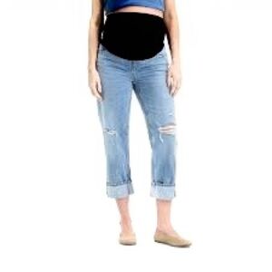 Maternity Boyfriend cuffed Stretch Jeans 28”